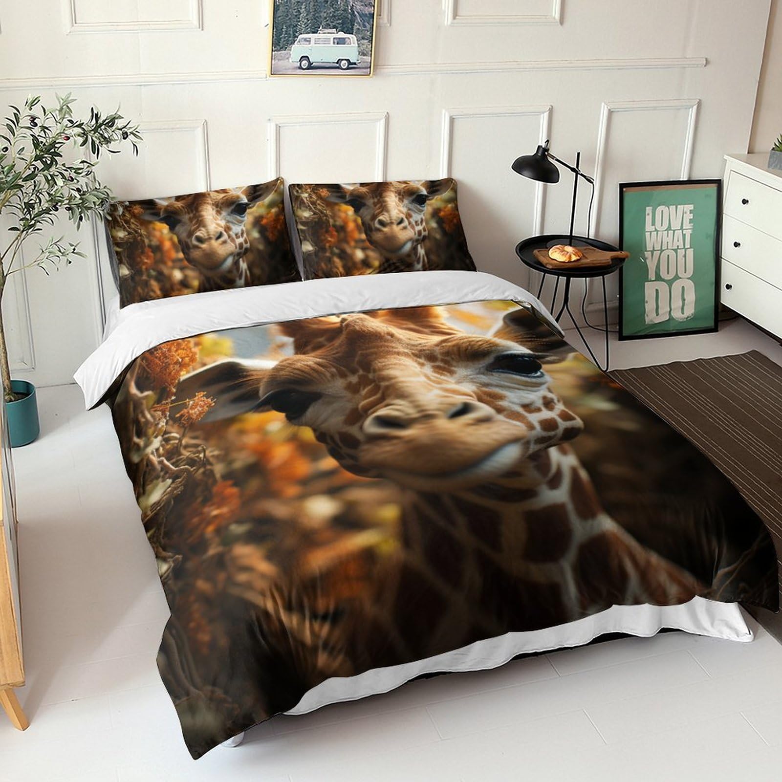 Housse de couette girafe 3D pour transformer votre chambre en safari moderne