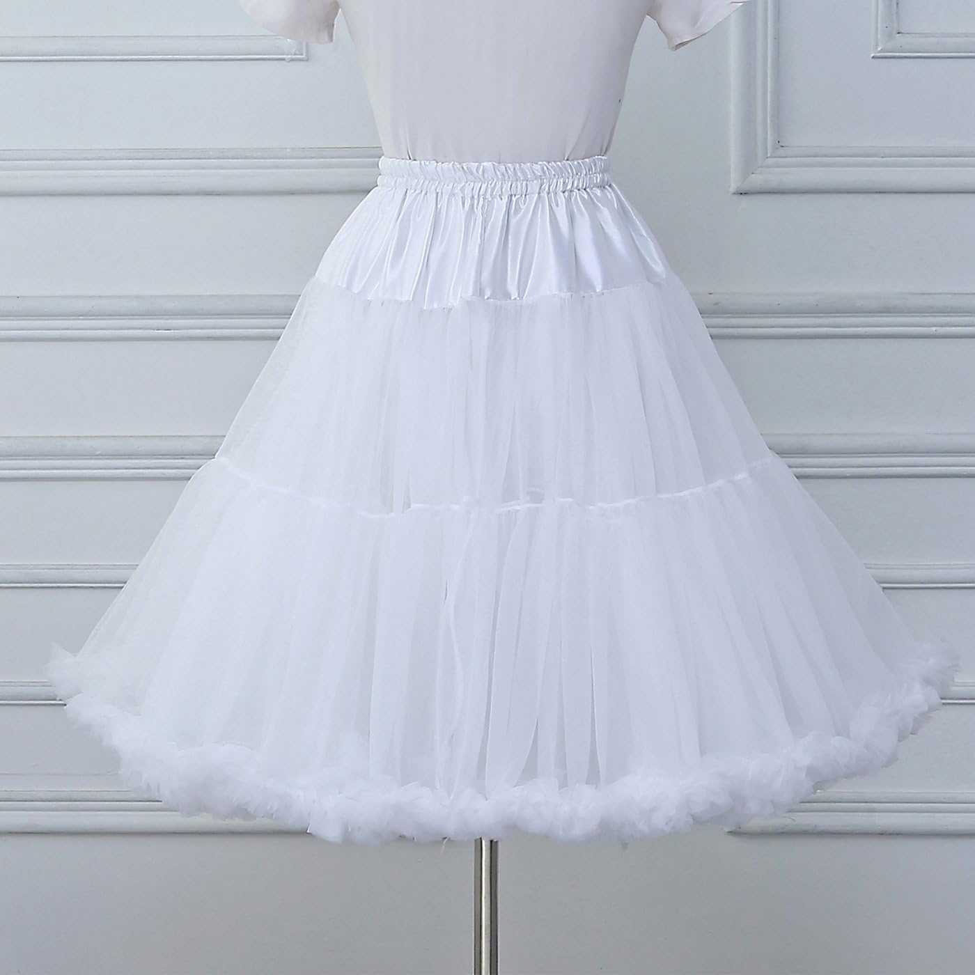 FOLOBE Women's Knee Length 50s Soft Puffy Tutu Skirts Ballet Costume Tulle Underskirts Knee Length Petticoat Skirt for Women - Image 3