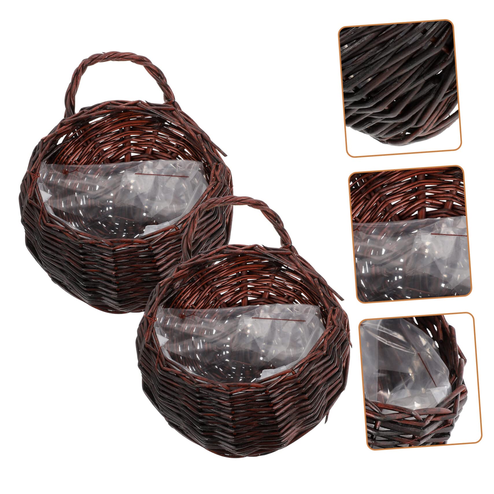 Cabilock 4stücke Hängender Blumenkorb Aus Geflochtenem Rattan Für Wanddekoration Für Pflanzen Blumen Vielseitig Einsetzbar Als Aufbewahrungskorb Oder Deko-Element Für Zuhause Garten