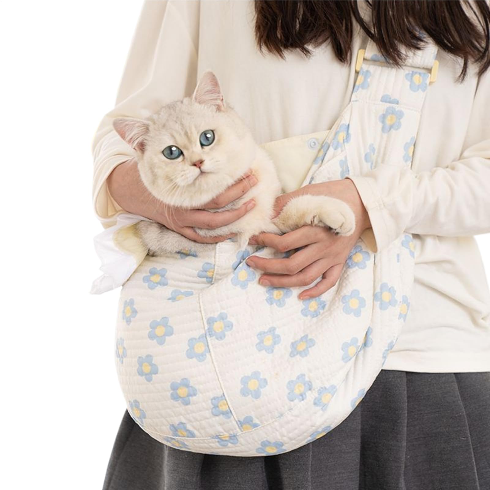 Transportín ligero para gatos con correa de seguridad y diseño transpirable en color azul