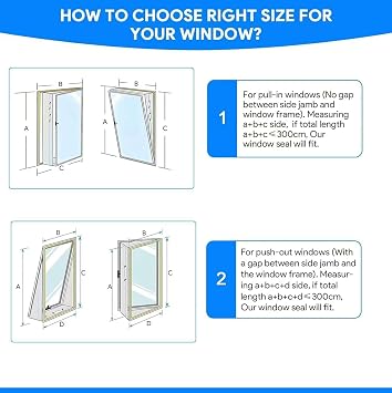 300CM (118) Portable AC Window Seal, Casement Window Vent Kit for Portable Air Conditioner and Dryer, Waterproof Seal Kit Easy to Install for Crank Out/Skylights/Awning/Window