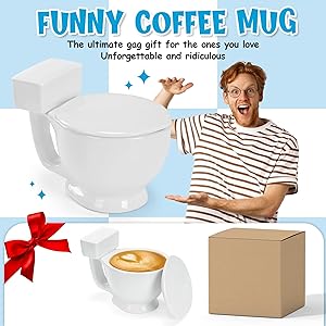 uMtsalane White Elephant Gifts for Adults, Christmas Gifts for Women Men,Toilet Coffee Mug, Mens Gifts, Fruit Bowl, Valentines Day Gift for Him Her, Anniversary Funny Gag Gift (White)