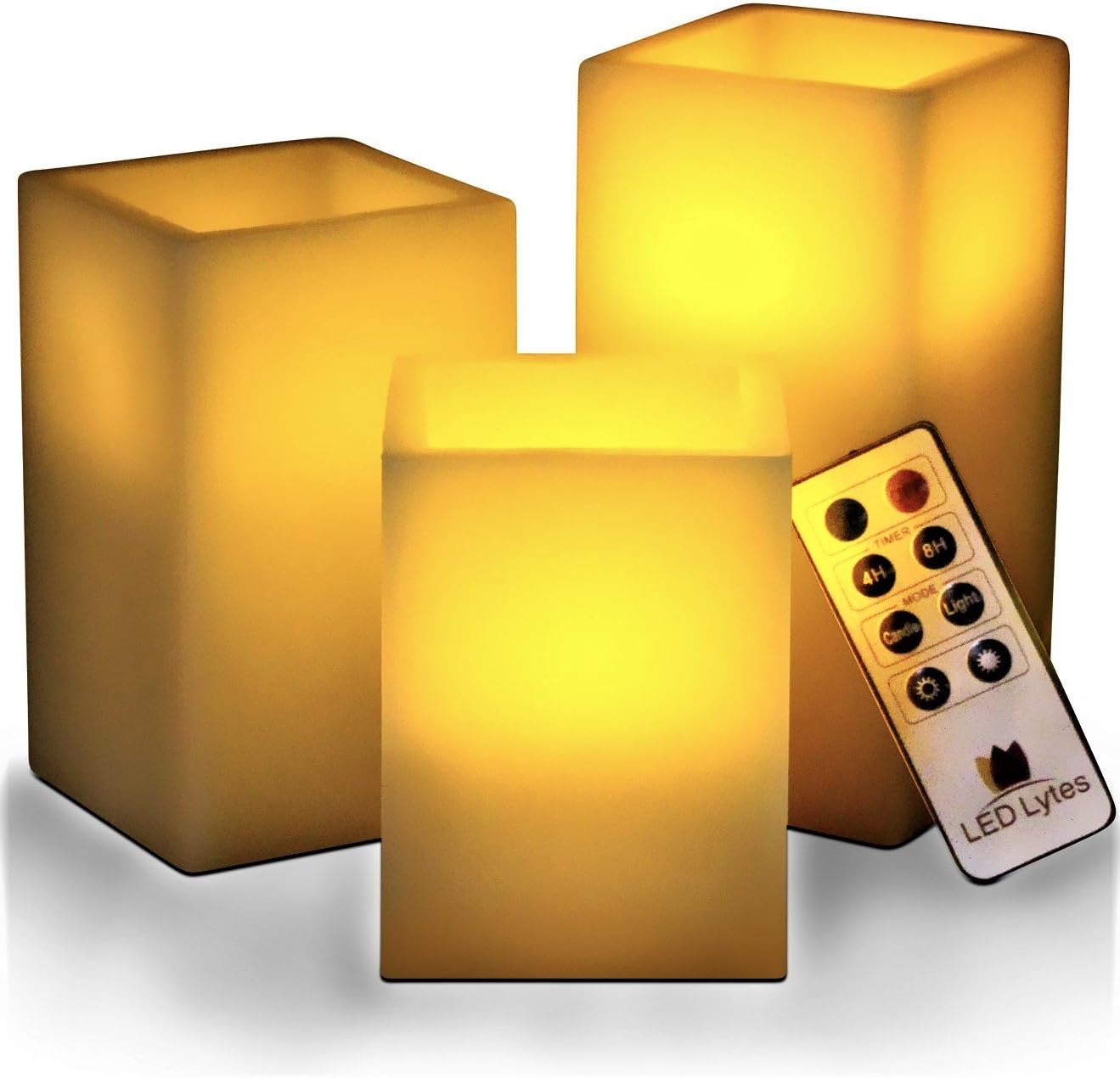 LED Candles, Square Timer Remote Control Flameless Candle
