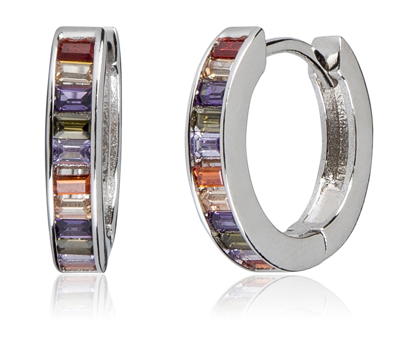 SilverLuxe Sterling Silver Cubic Zirconia Hinge Hoop - Multi Color