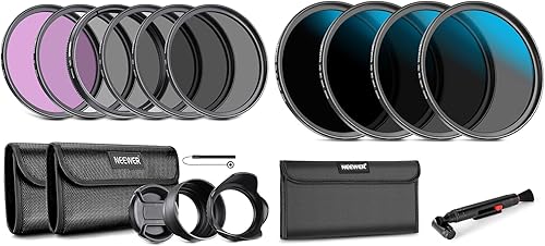 Neewer Kit de filtro de lente ND de 3.228 in (UV, CPL, FLD, ND2, ND4, ND8, parasol de lente, tapa de lente) y ND16/ND32/ND64/ND1000 compatible con
