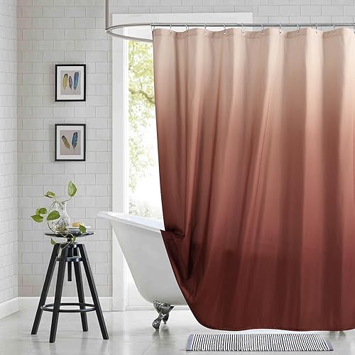 Miniatura 11 de Cortina de ducha de tela para cabina, cortinas de ducha con degradado negro y gris para baño, cortinas de baño impermeables, 54" An x 72" Al