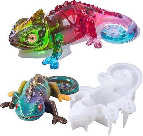 Molde de silicona de resina de lagarto, kit de fundición epoxi de animales camaleón, moldes de silicona de resina epoxi 3D para manualidades de