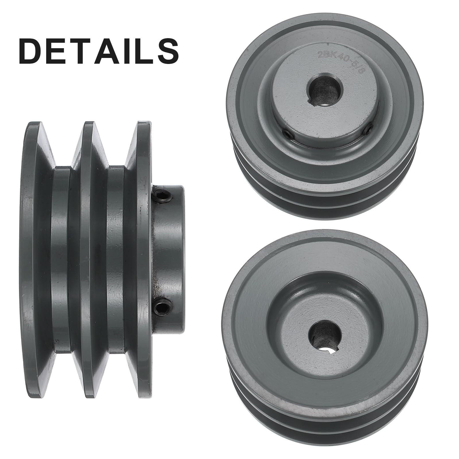 QUARKZMAN Puleggia A V 2BK40-5/8 Con Foro 5/8" Diametro Esterno 3.95" Doppia Gola Puleggia A Web Forata Su Misura Ghisa Sezione Cinghia Per Cinghia 3L O B