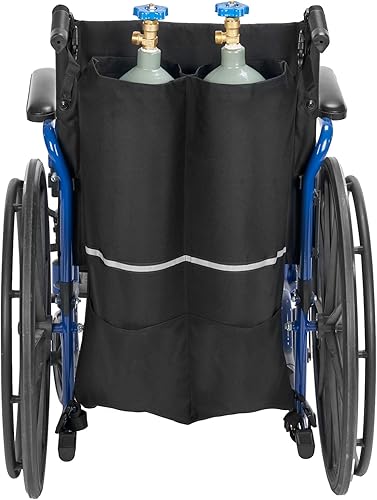 JOYTUTUS Soporte de tanque de oxígeno dual para silla de ruedas, bolsa de transporte portátil de cilindro D y E, bolsa cilíndrica de oxígeno con