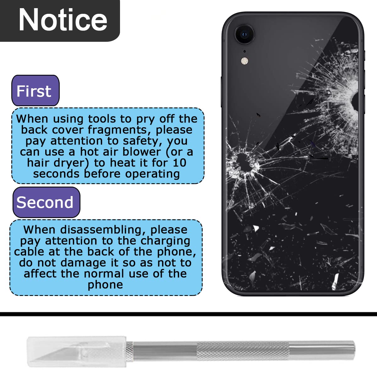 Tylna tylna obudowa, zamiennik szkła, kompatybilny z iPhone XR, profesjonalny zestaw narzędzi do napraw, wstępnie zainstalowany klej i gumowe paski (6,1 cala/czarna)