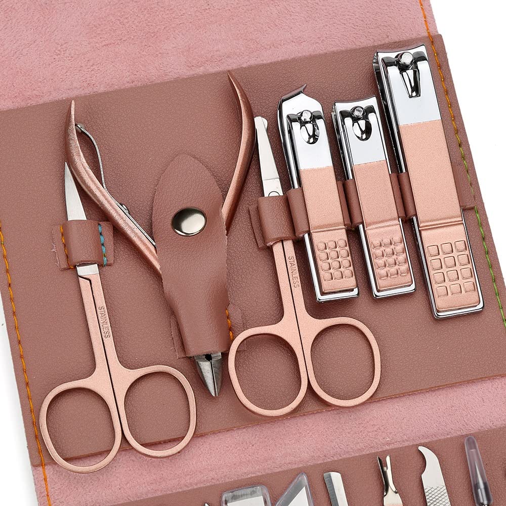 Obcinacz do paznokci, zestaw do manicure, profesjonalny obcinacz do paznokci i pedicure, z nożyczkami i trymerem, 16-częściowy zestaw do pielęgnacji paznokci
