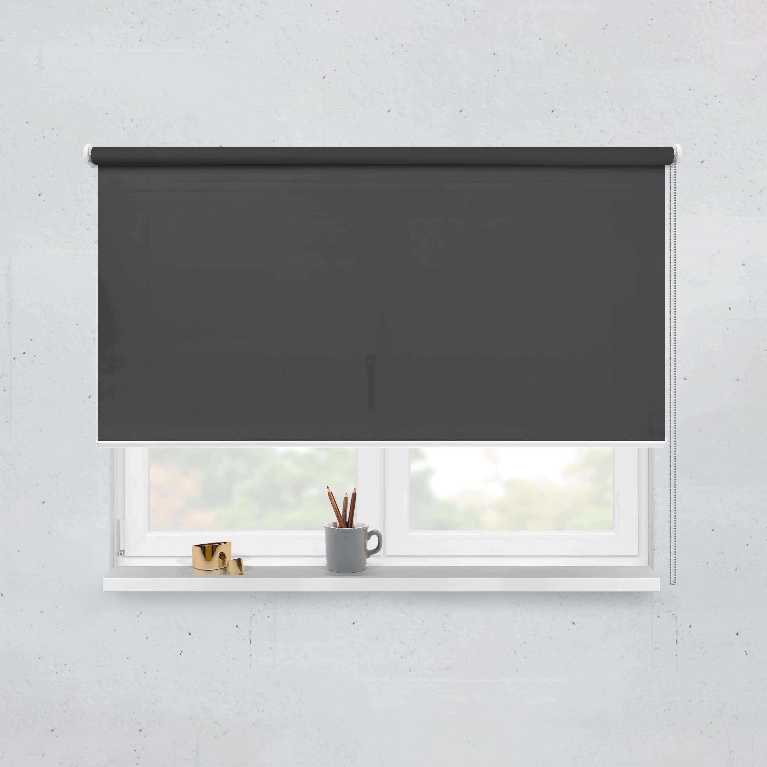 Tropik Home Charcoal Premium Blackout Roller Blinds In Cassette, 19 Width Sizes, 200Cm Drop (150Cm Wide(59"))