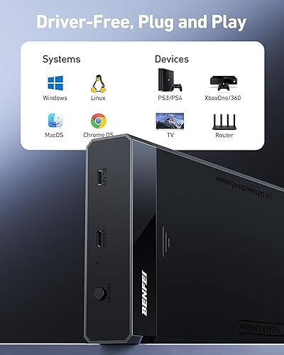 Miniatura 6 de BENFEI Carcasa SATA HDDSSD de 3,52,5 pulgadas, diseño sin herramientas, admite HDD de 20 TB y UASP