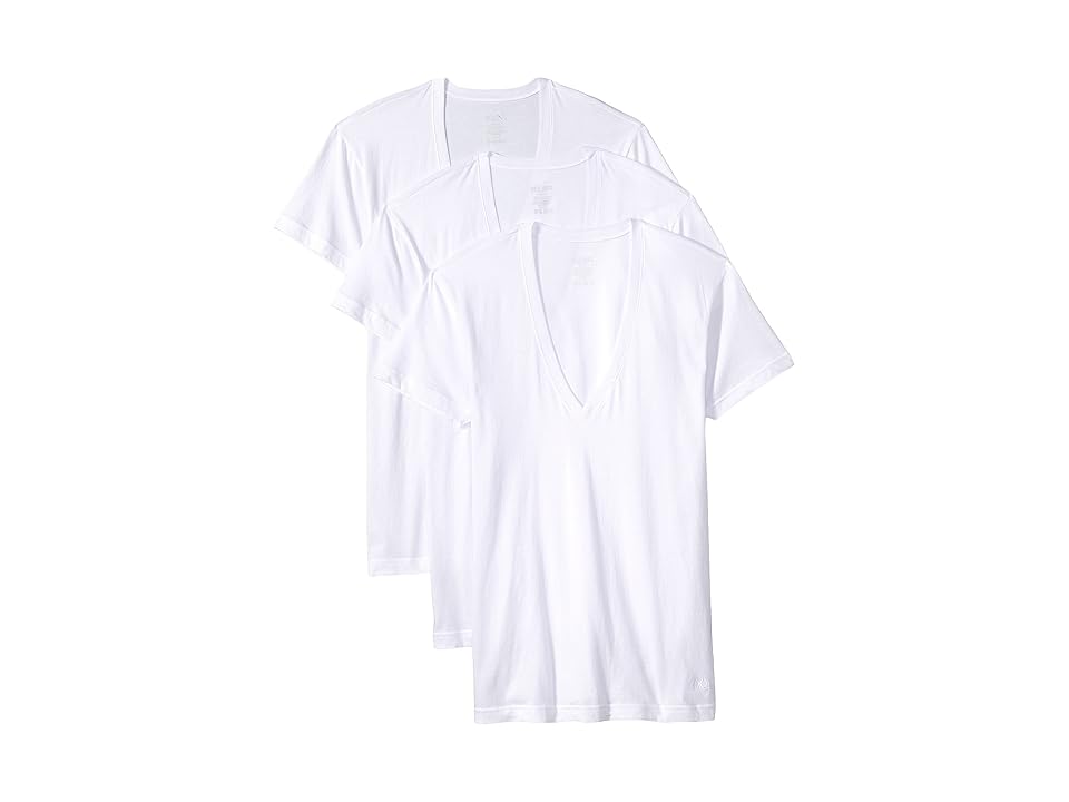 2(X)IST Essential 3-Pack Slim Fit Deep V-Neck T-Shirt (White New Logo) Men's T Shirt INTERNATIONAL SHIPPING