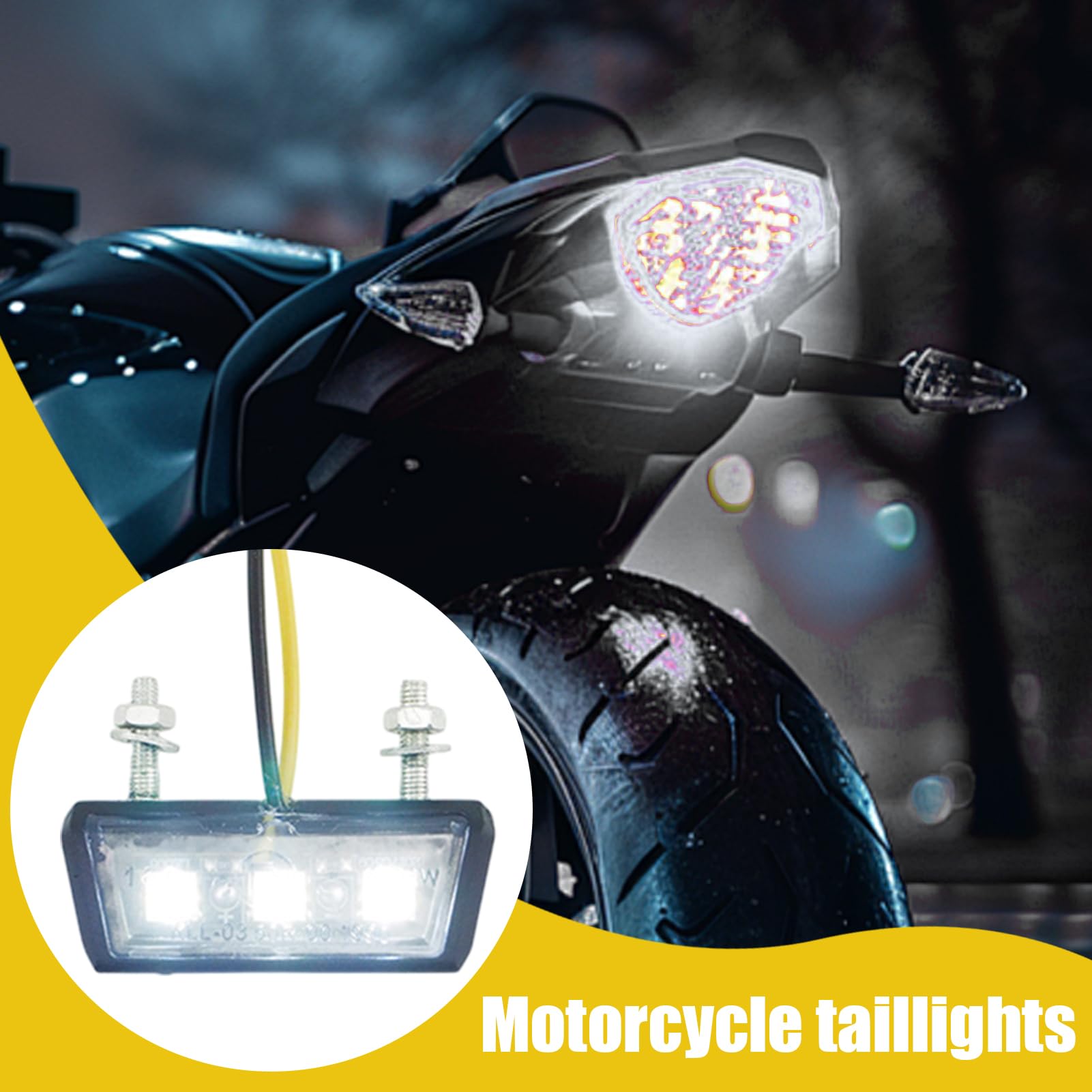 Luces LED para Motocicleta | Luz de Matrícula para Moto | Luz Trasera Desmontable Antivibraciones Impermeable Para Uso Urbano