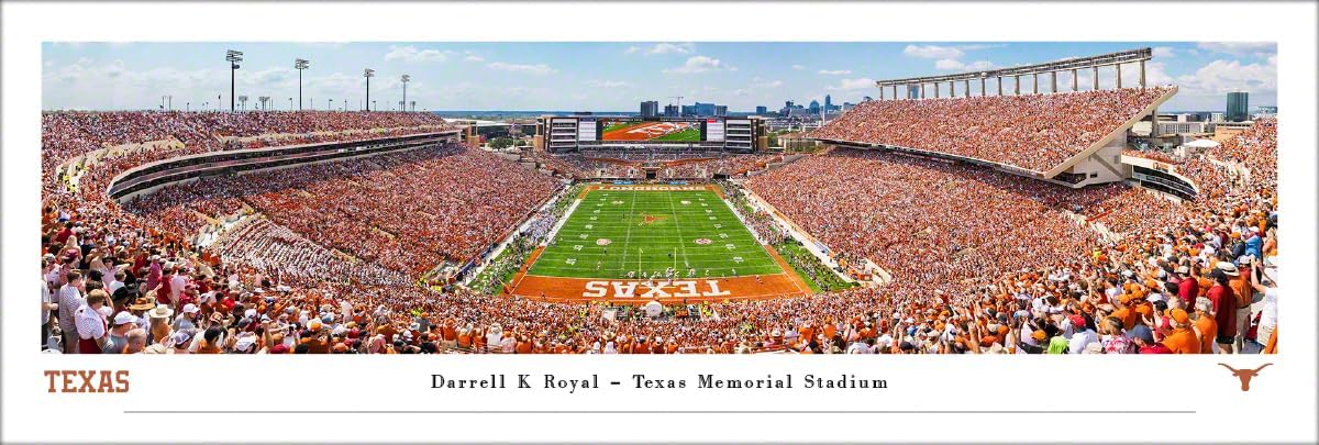 Texas Longhorns Football, End Zone - Unframed Poster by Blakeway Panoramas (40"W x 13.5"H)