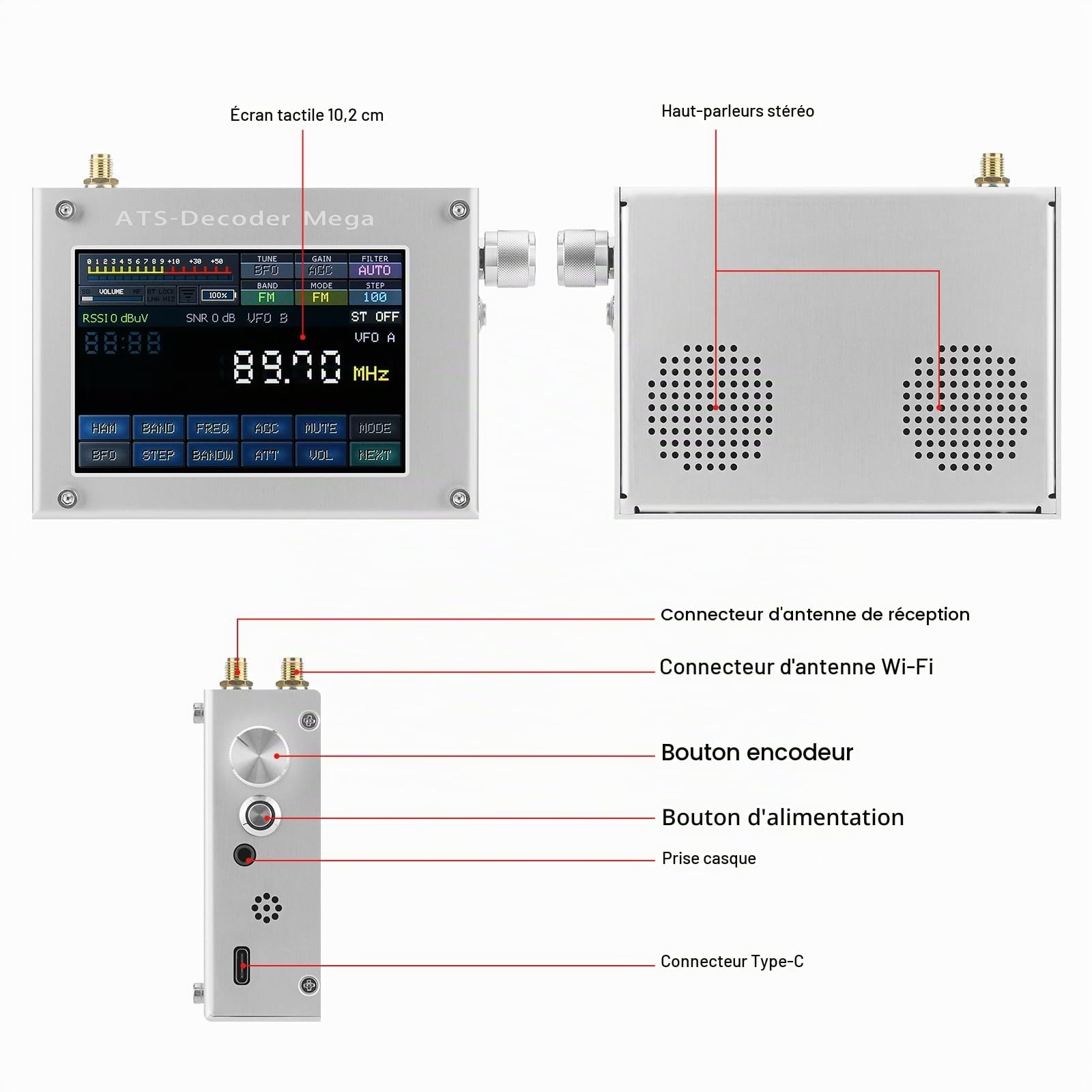 Décodeur ATS Mega SDR Radio AM FM SYNC SSB CW DIGI Récepteur amélioré version du décodeur ATS25 max