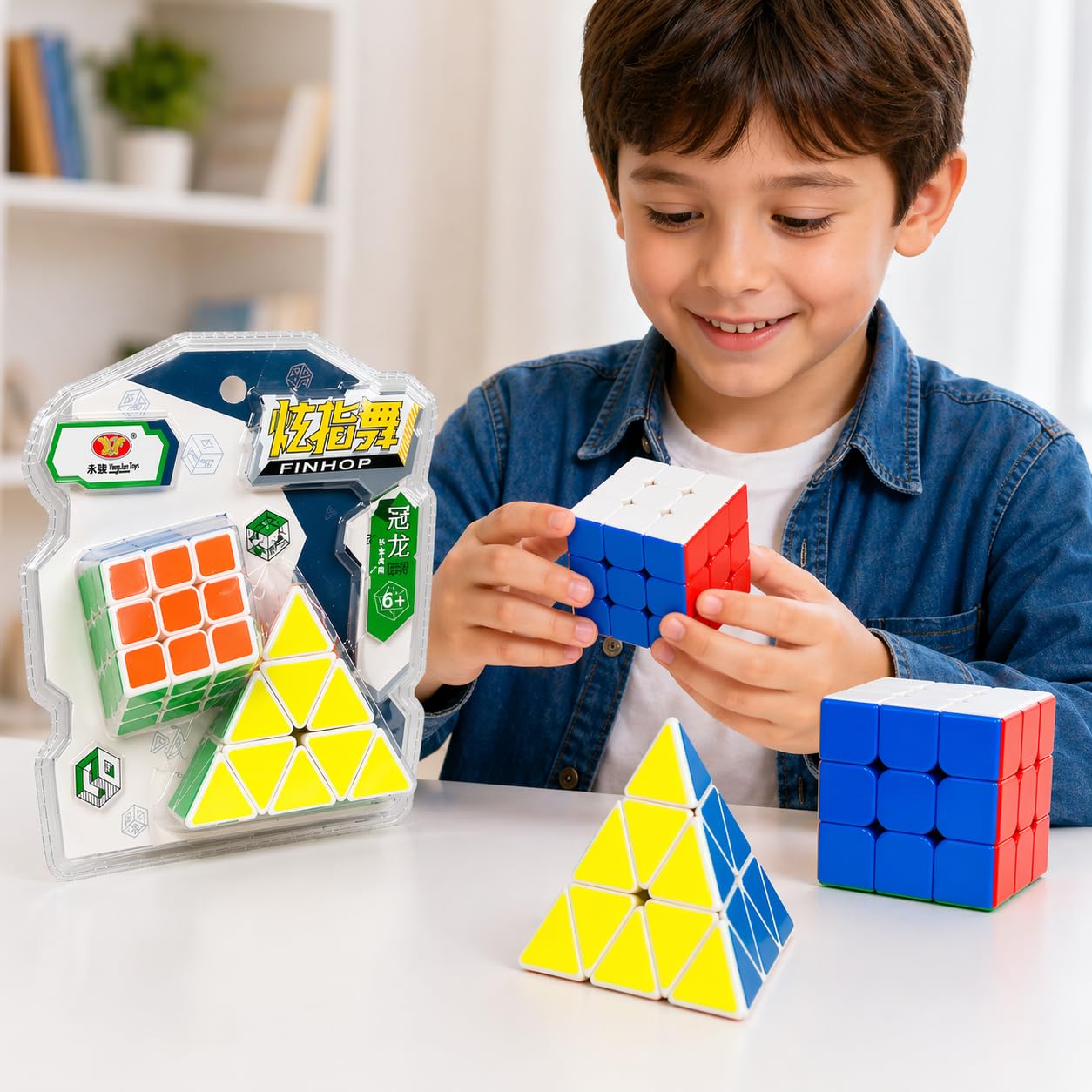 Buy 3 in 1 Magic Cube Set with 3x3 Speed & Pyramid Cube