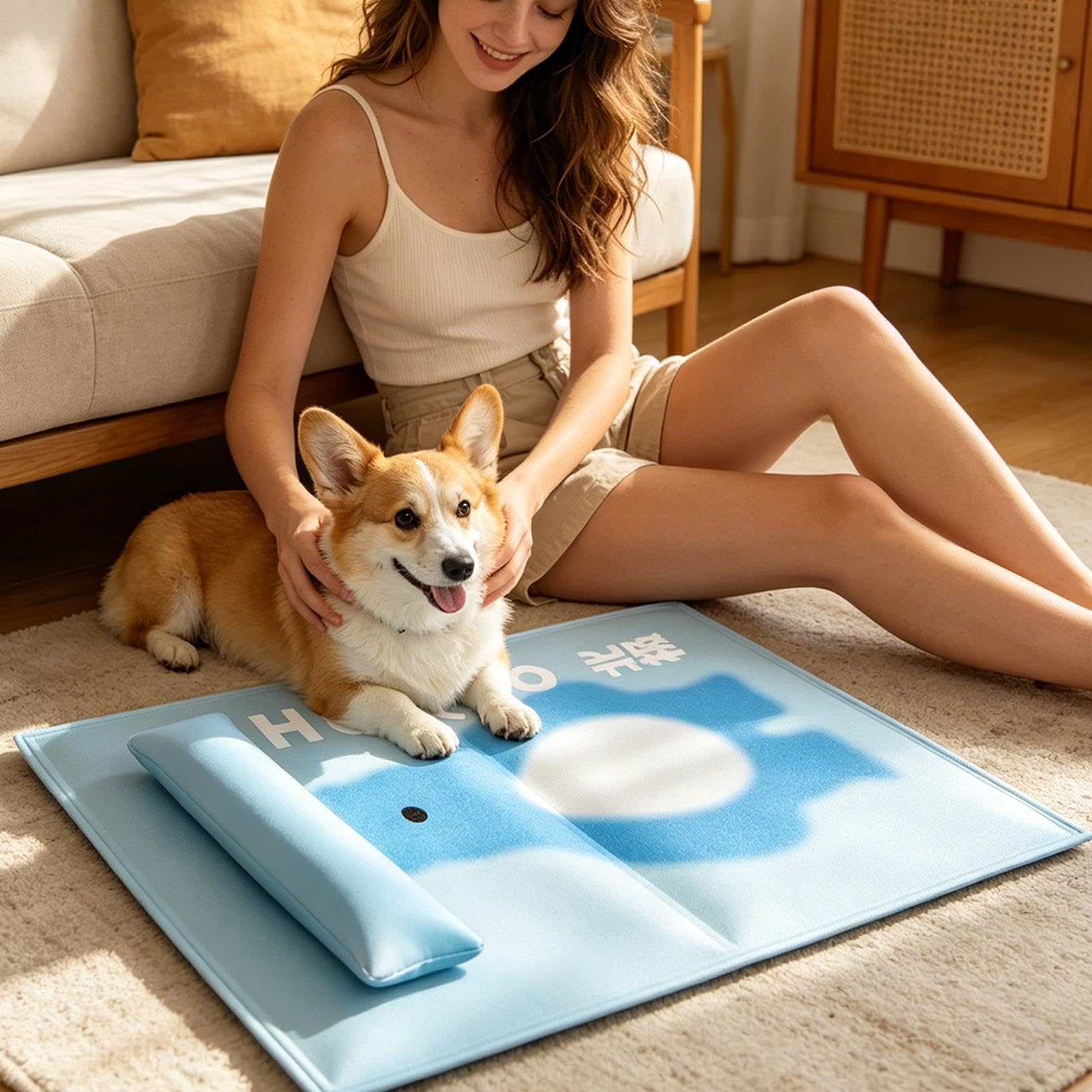 Generisch Tappetino refrigerante impermeabile con cuscino per il collo, tappetino refrigerante per cani, per cani di taglia piccola, media e grande, cuccioli, gatti, cassa, cuccia, campeggio, estate