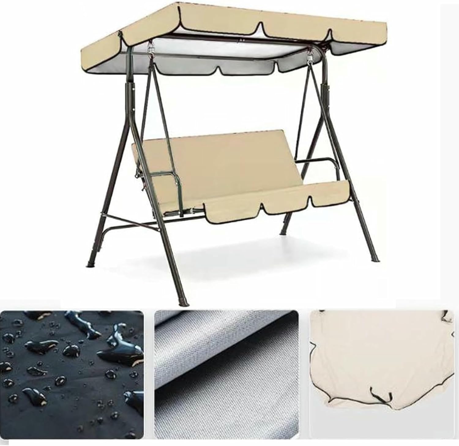 Swing Canopy Replacement Cover and Swing Cushion Cover, 210D Thicken Oxford, (Swing and Frame not Included)~/