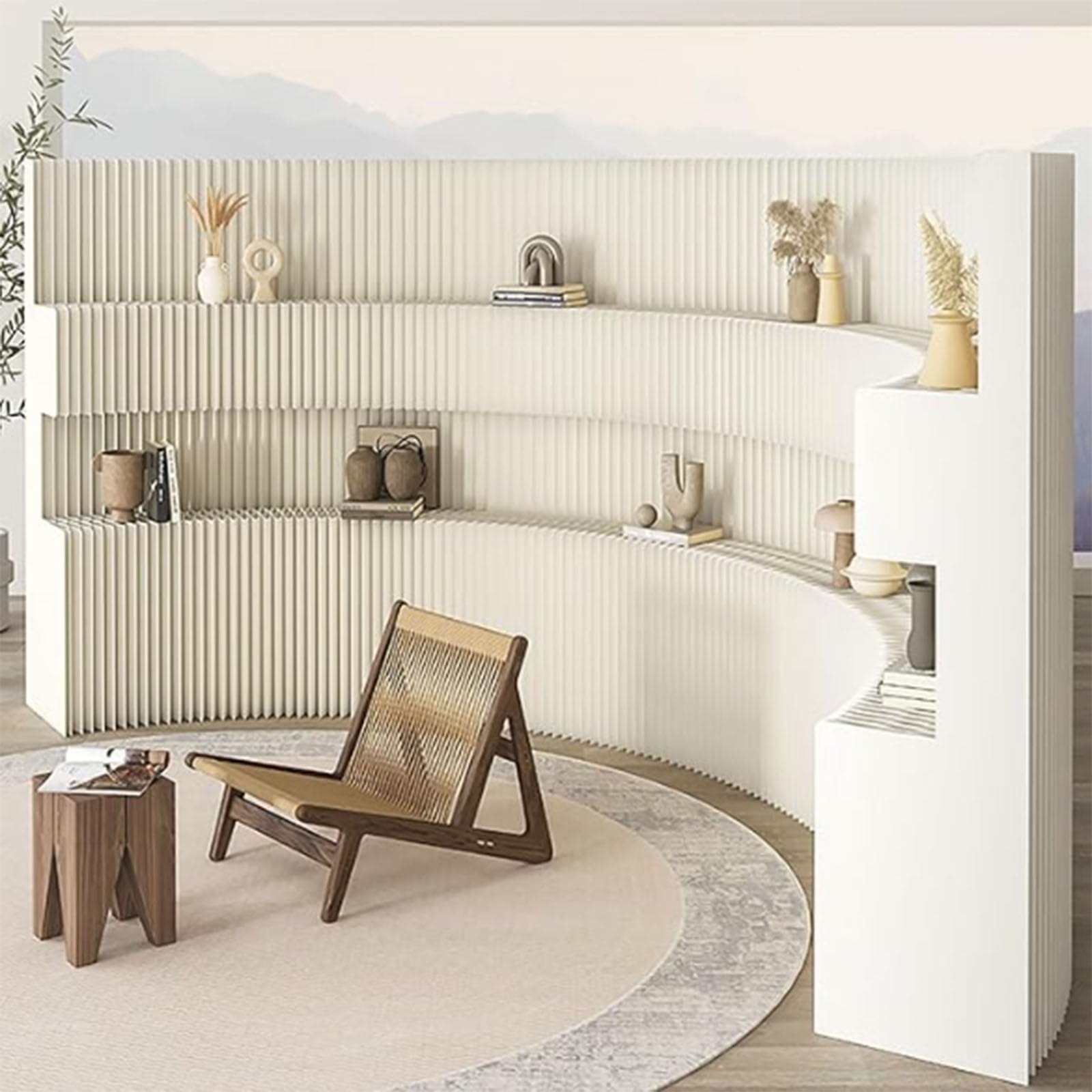 Freestanding Room Divider, Folding Privacy Screen, Paper Room Divider Screen, Retractable Creative Screen Partition, Paper Partition Wall, Paper Folding Indoor Privacy Screen, for Room Divider
