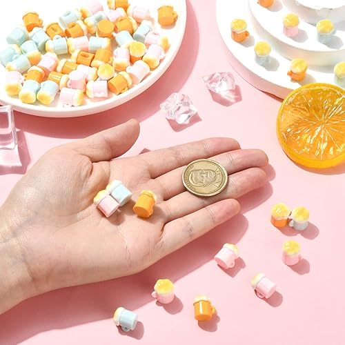 Ornazy 60Pcs Opaque Resin Beer Mug Cup Cabochons Imitation Food Drink Hanging Ornament for DIY Jewellery Embellishment Craft Home Decor - 4