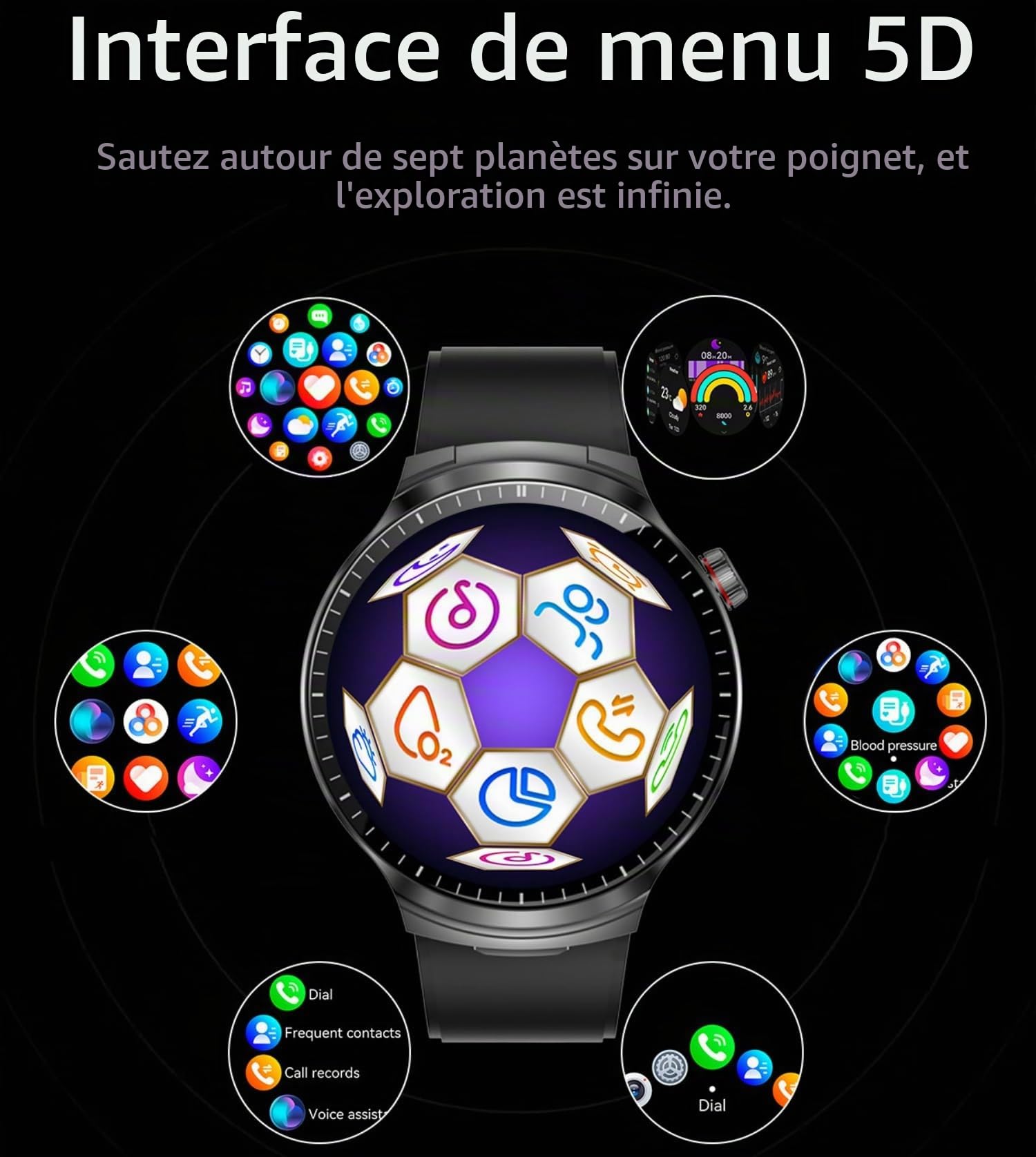 AIEK Montre Connectée Homme, Bluetooth écouteurs, Écran HD 1,85", Analyse Sommeil, Appel Bluetooth, Cardiofréquence, 100+ Modes Sportifs Podometre, Smartwatch pour Android iOS (Noir)