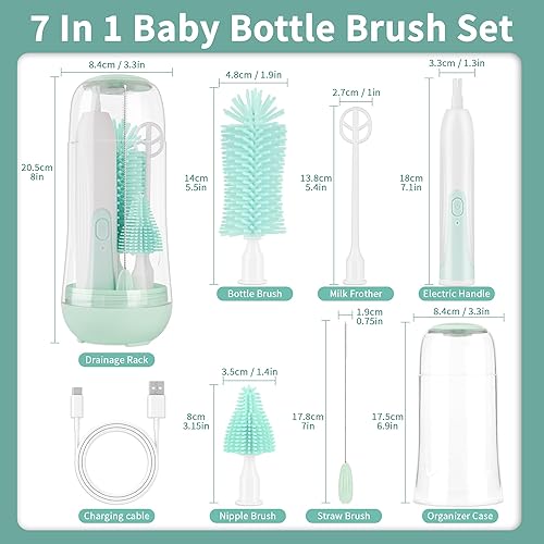 Miniatura 4 de Limpiador eléctrico de cepillo para biberones recargable, cepillo eléctrico de viaje para biberones con cepillo limpiador automático de botellas,
