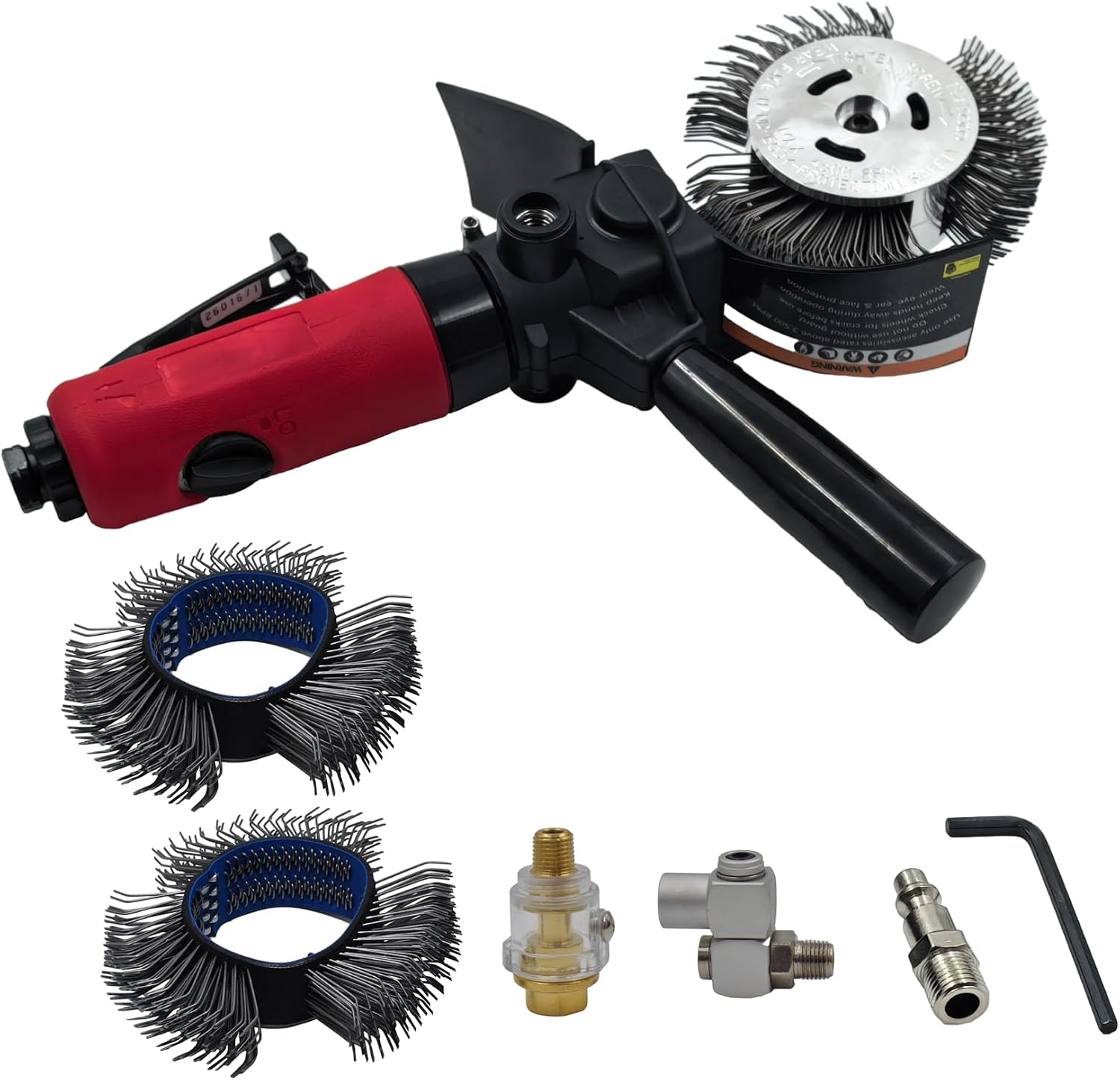 Air Surface Rust Removal Tool 0.5HP 3500 RPM, Pneumatic Rotary Metal Blaster with Wire Wheel for Fast Rust and Paint Removal on Steel Pipes, Frames, and Metal Fabrication