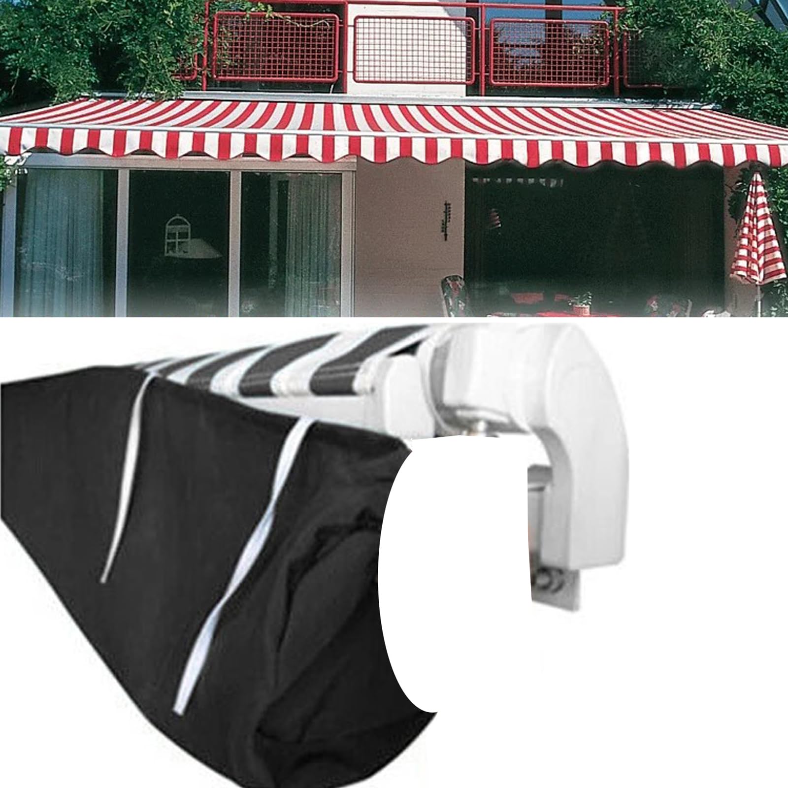 Awning Cover, Retractable Protection Canopy, Shelter Protective Cover, Heavy Duty Waterproof Polyester Fabric of 2M Wide for Outdoor Garden Patio Storage Bag (5M, Black)