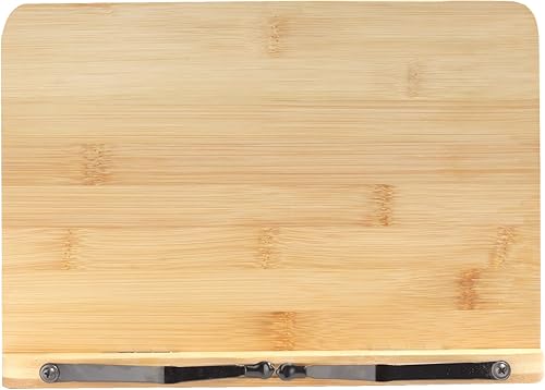 Vista 5 de BambooMN Soporte universal de bambú para libros de cocina, lectura, teléfono celular, arte, partituras, tableta, portátil y plegable con inclinación