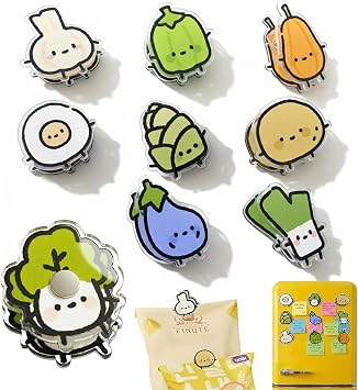 9 Pack Cute Magnetic Chip Clips Food Bag Clip Set, Vegetable Shaped Bag Clips for Snacks, Kitchen & Fridge Use, Airtight Chip Clip for Foods Storage, Kitchen Decor Gift Vegetable