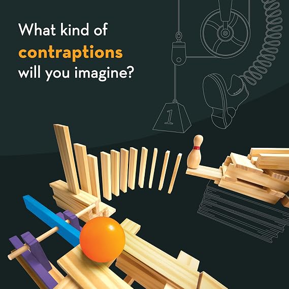 MindWare KEVA Contraptions Reactions Planks Building Toy - 178 KEVA Building Planks (191 Piece Set) - Free-Form Wood Building Set for Kids to Create Their Own Ball Maze Ages 7 & Up