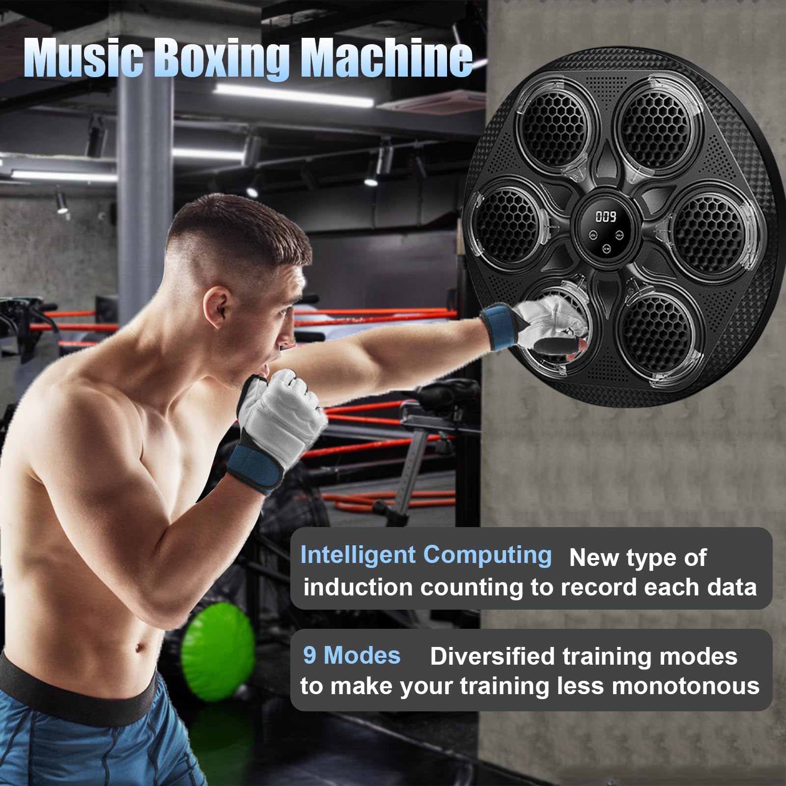 Macchina da boxe musicale, da parete, intelligente, Bluetooth, con guantoni da boxe, attrezzatura elettronica per allenamento a casa e palestra