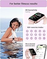 Vista 5 de Tensky Reloj inteligente para mujer, Android y iPhone, Alexa integrado, pantalla táctil de 1.8 pulgadas, rastreador de actividad física