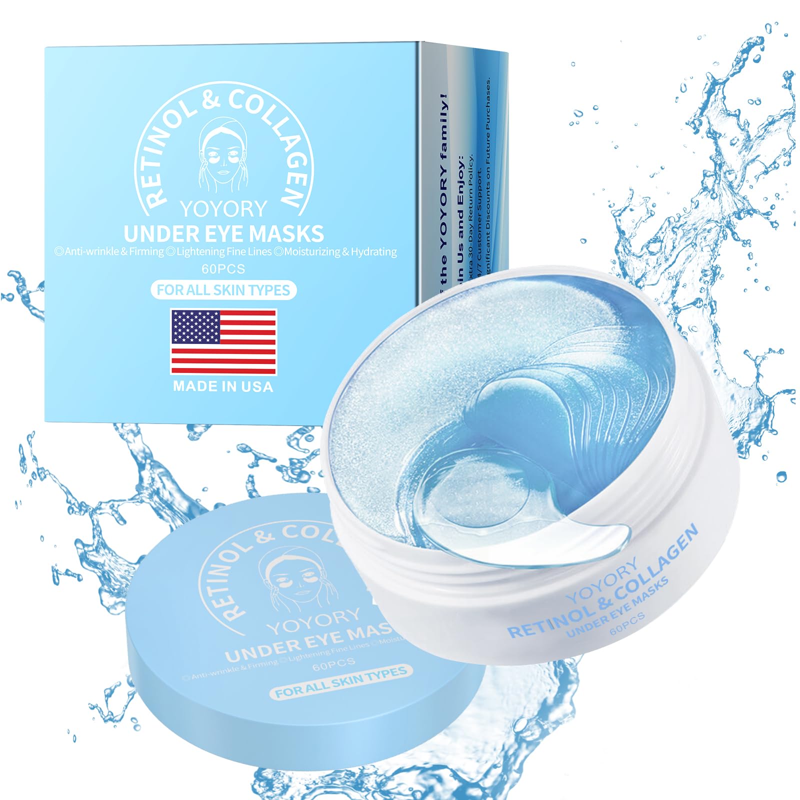 GerovlUnder Eye Patches Masks - for Dark Circles, Puffy Eyes, Wrinkles, Fine Lines, Eye Bags Treatment with Hyaluronic Acid and Collagen, Moisturizing and Hydrating(60Pcs)