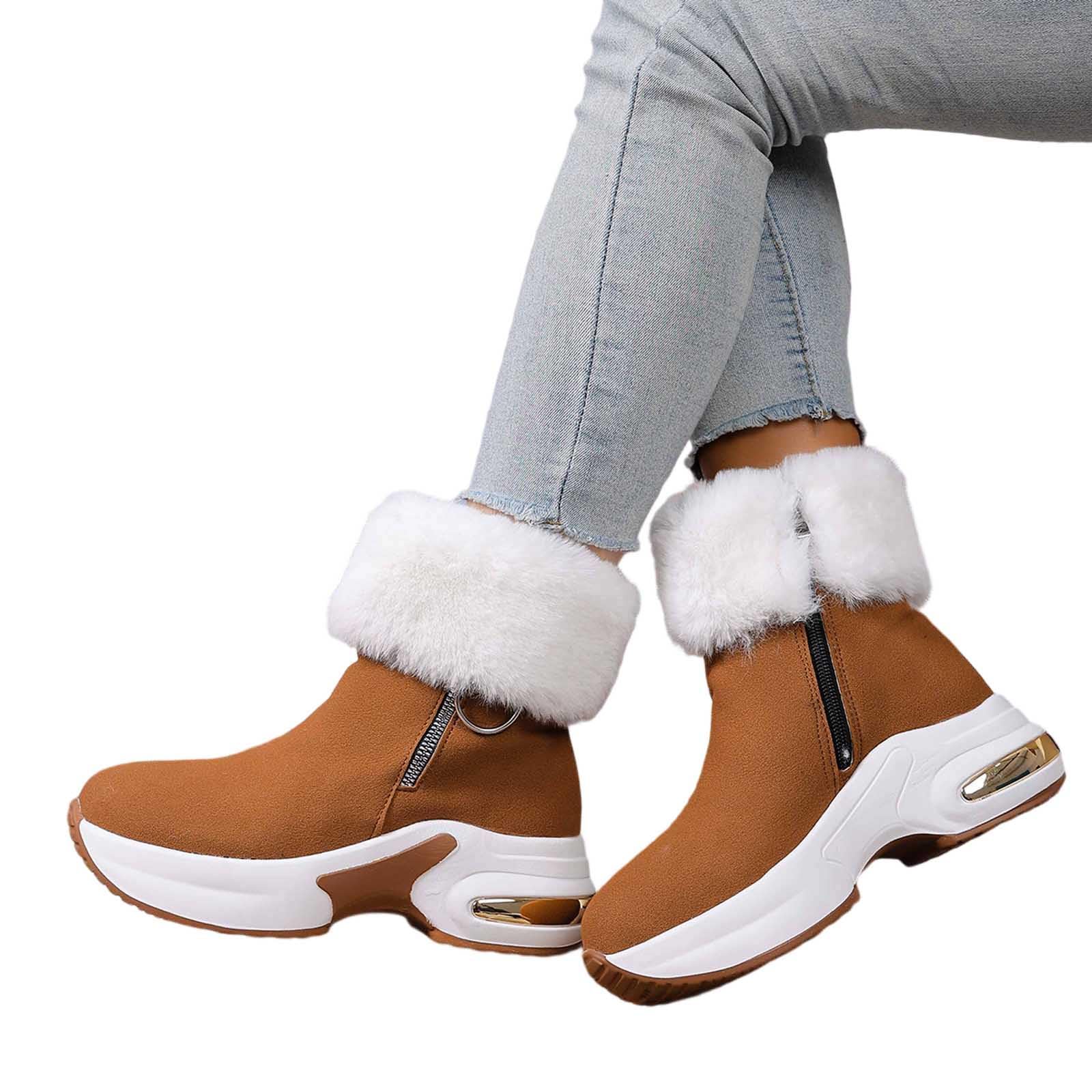 Generico Stivali Da Neve Donna Impermeabili Antivento Doposci Termiche Dopo Sci Calde Scarpe Da Neve Con Fodera Stivaletti Imbottiti Scarponi Per All'Acqua Trekkin Antiscivolo Snow Boots