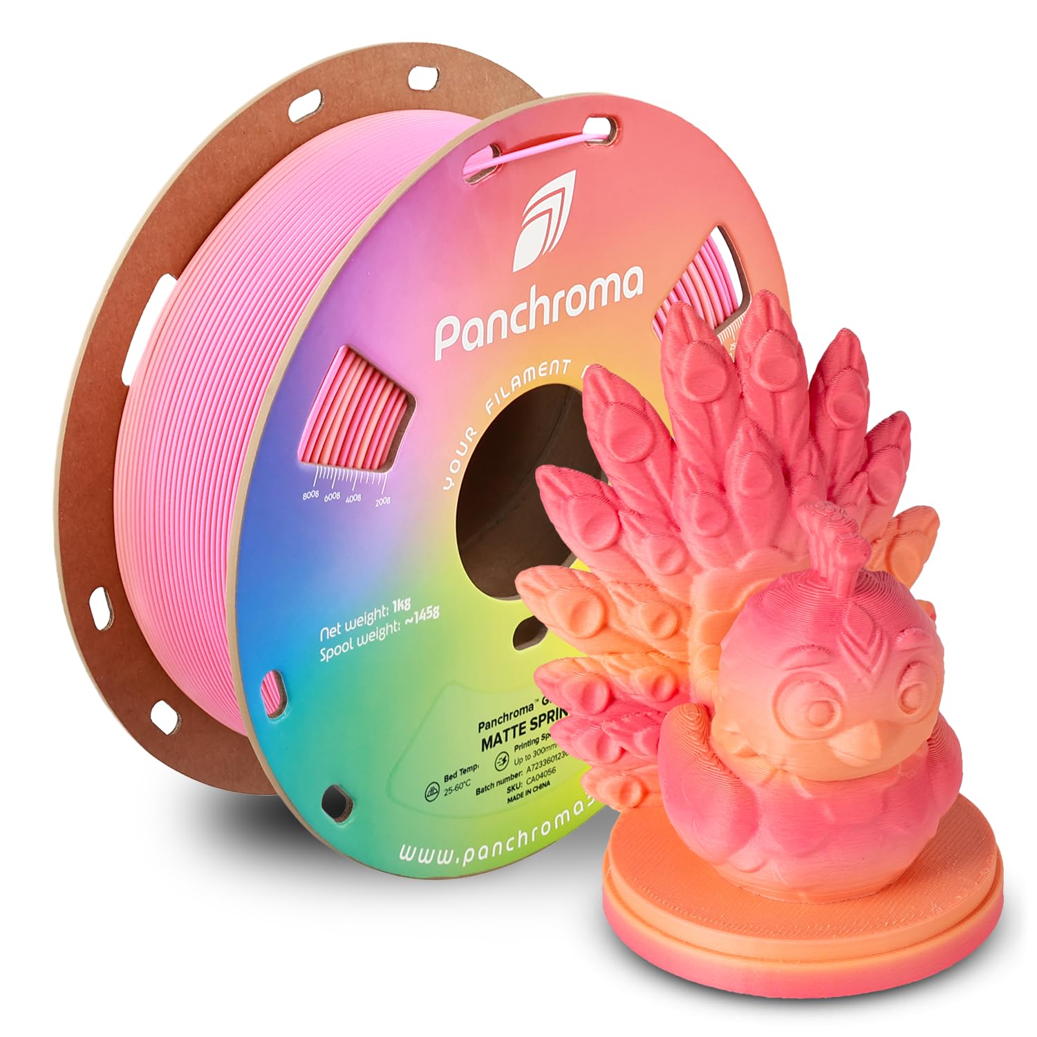 Polymaker Panchroma Gradient Matte PLA Filament, Multicolor Gradient Matte Spring 1.75mm 3D Printing Filament, 3D Printer PLA Filament, Fit Most FDM