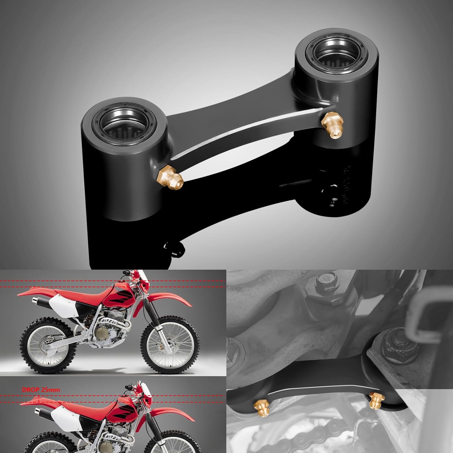 XR400R Lowering Link Compatible With XR250R -38mm XR400R -25mm 1996-2004 CNC Motorcycle Suspension Rear Drop Link (Black)