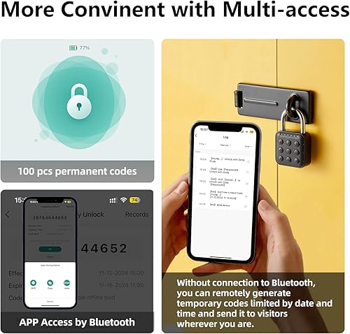 Miniatura 3 de Cerradura de combinación para casillero, candado inteligente con código TUYA App Control, entrada sin llave para armarios de gimnasio, puertas,