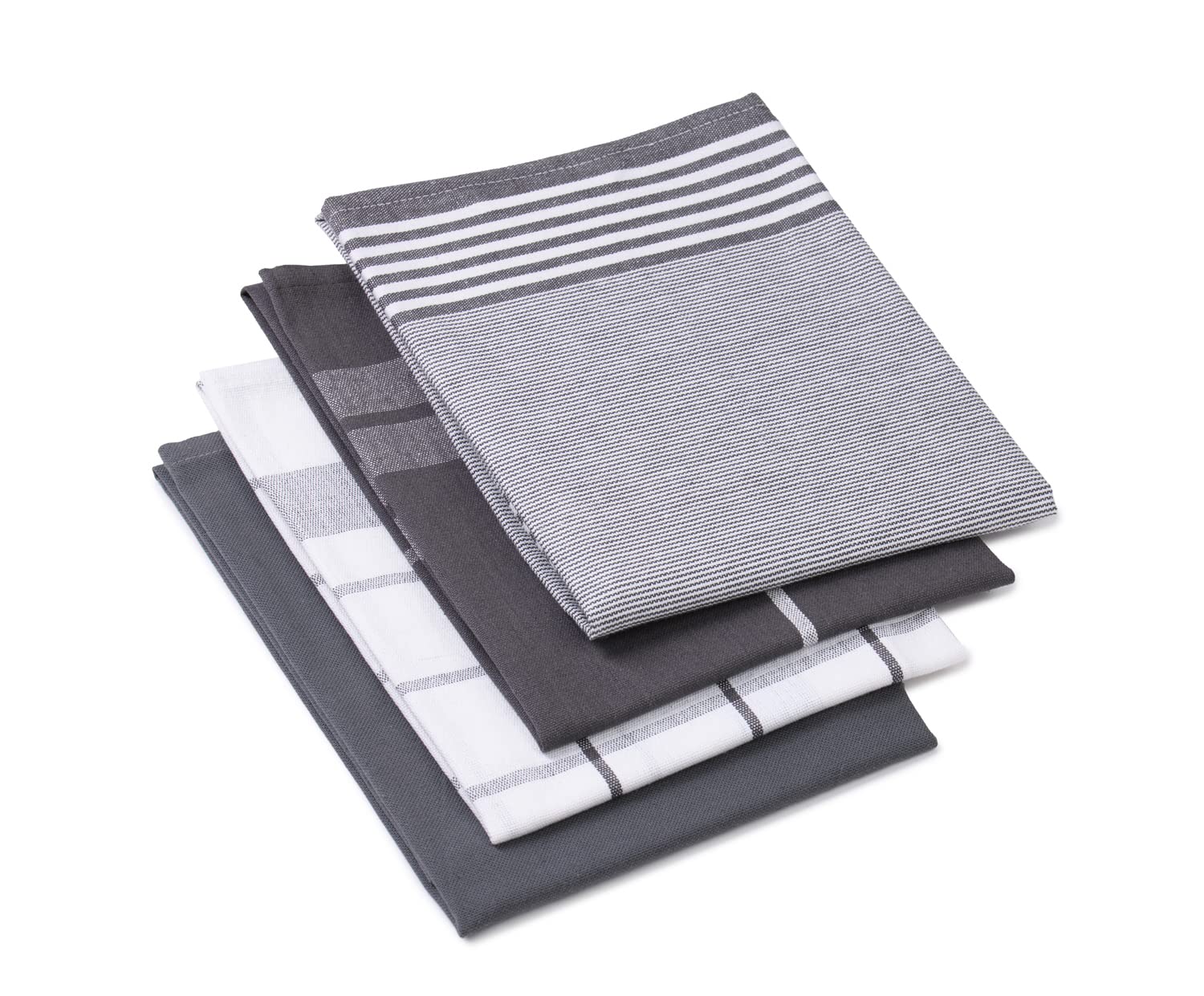 Gözze - Lot de Torchons, 4 pièces, 100% coton Tissu Jacqaurd, haute densité (200 g/m²), 50 x 70 cm - Anthracite
