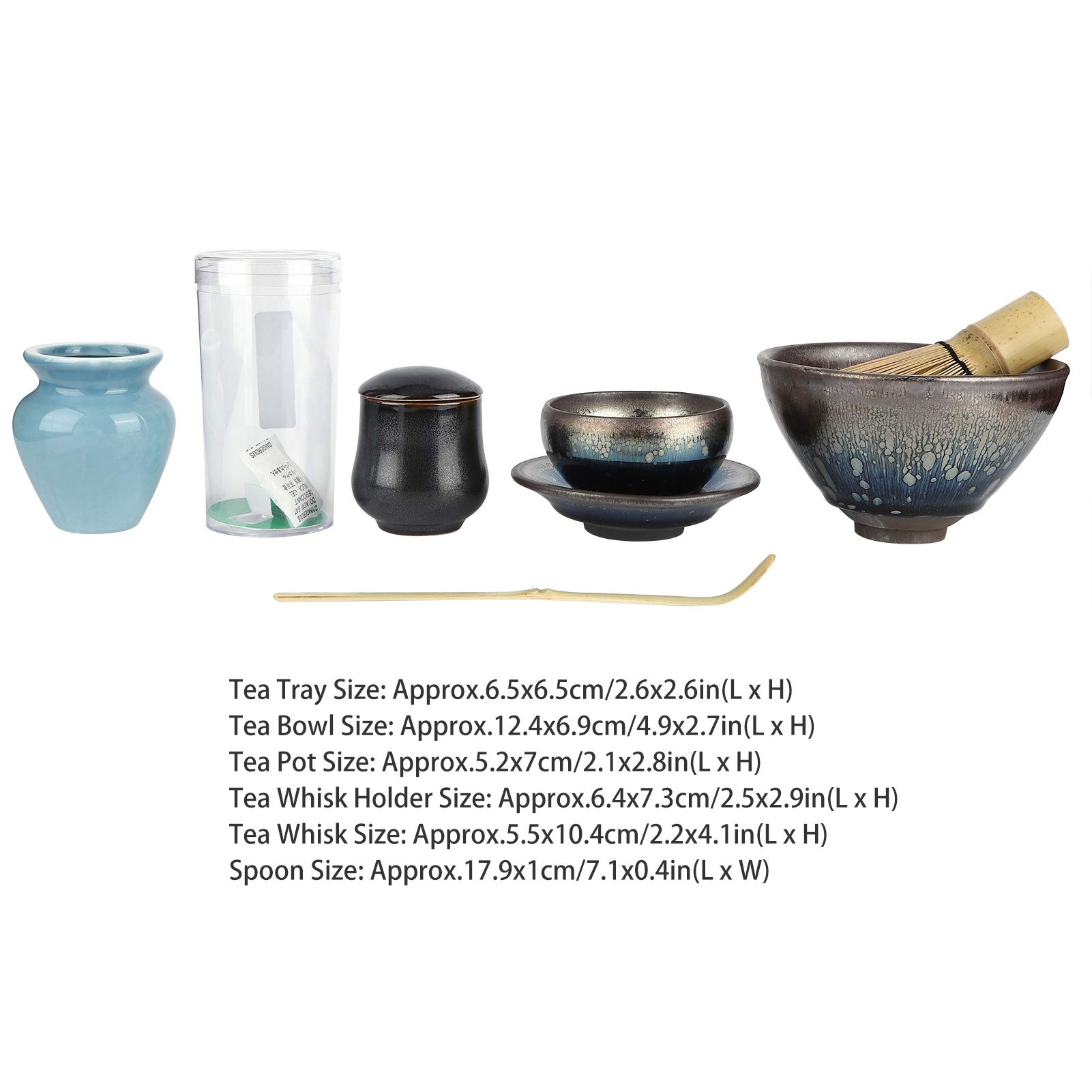 Cocoarm Ceramiczny Zestaw do Herbaty w Stylu Japońskim Zestaw Uchwytów do Trzepaczki Herbaty Akcesoria Ceremonii Parzenia Matcha z miseczką Łyżeczka Ubijania i Uchwyt Domowego Pokazu Prezenty