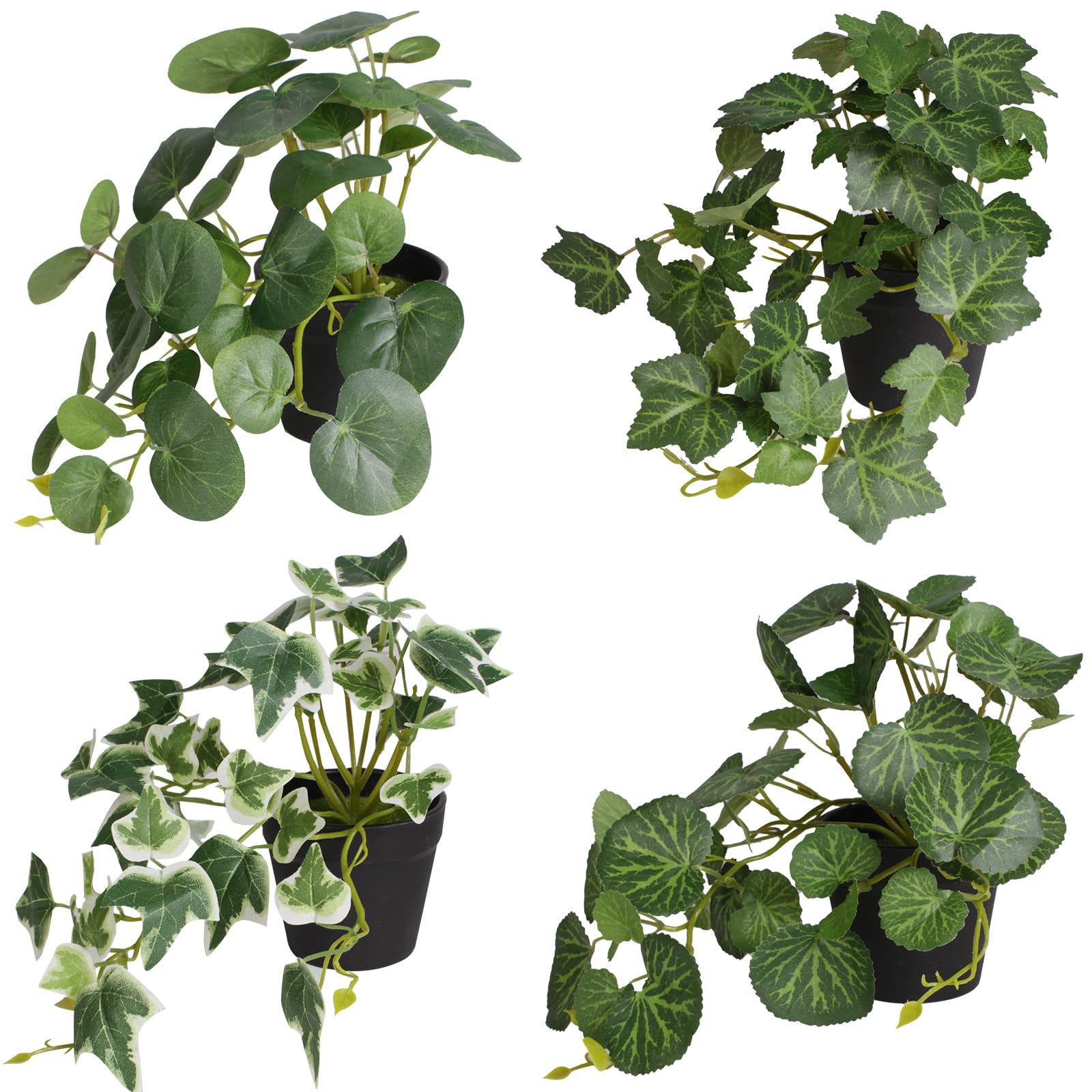 �️Yoratee Artificial Plants Set of 4 Fake Comosum Potted Plant with Black Pot Greenery Decor for Indoor Home Porch Garde — home & kitchen deal