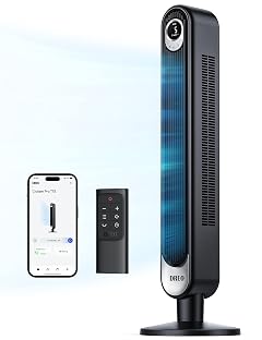 Dreo Smart Tower Fan WiFi Voice Control Works with Alexa Google Floor Standing Bladeless Oscillating Fan with Remote