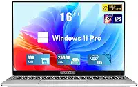Notebook para jogos FUNYET de 16 polegadas, Windows 11 Pro 2025, 8 GB de RAM, SSD de 256 GB, processador Intel N95 de 12ª geração (até 3,4 GHz), teclado retroiluminado, desbloqueio por impressão