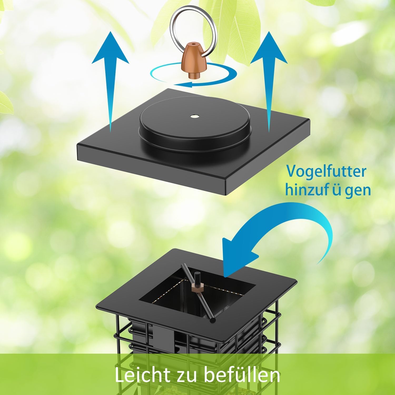 Vogelfutterspender Im Retro-Lampen-Design – Aus Metall, Eichhörnchensicher, Kapazität 1,4 Kg