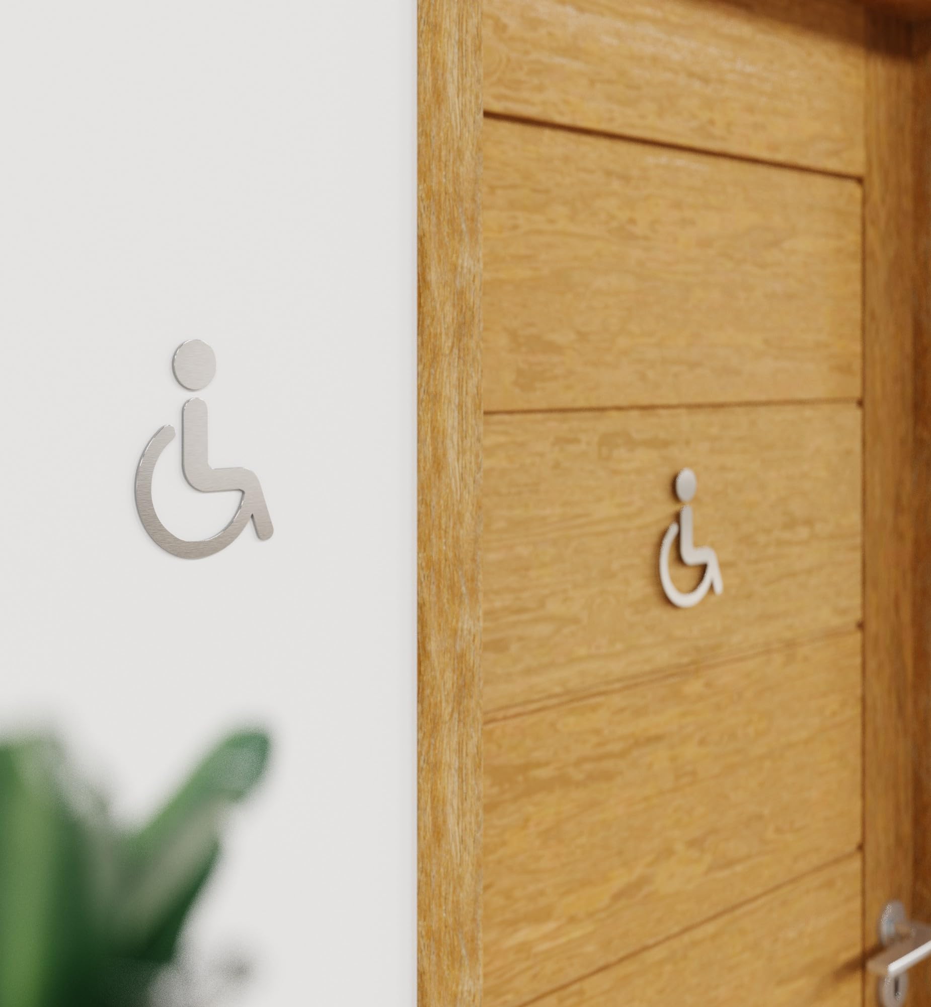 Cartello WC in acciaio inox, autoadesivo e facile da pulire, design cartello per WC – Pittogramma SB-06-E
