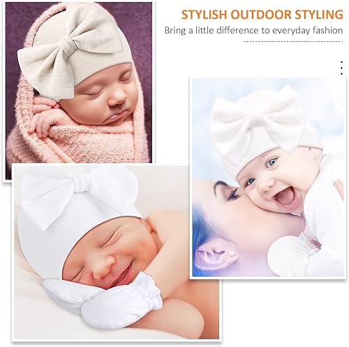 Miniatura 7 de Conjunto de guantes de gorro para recién nacido, gorro para primavera, verano, otoño, invierno, sombreros para recién nacidos, algodón
