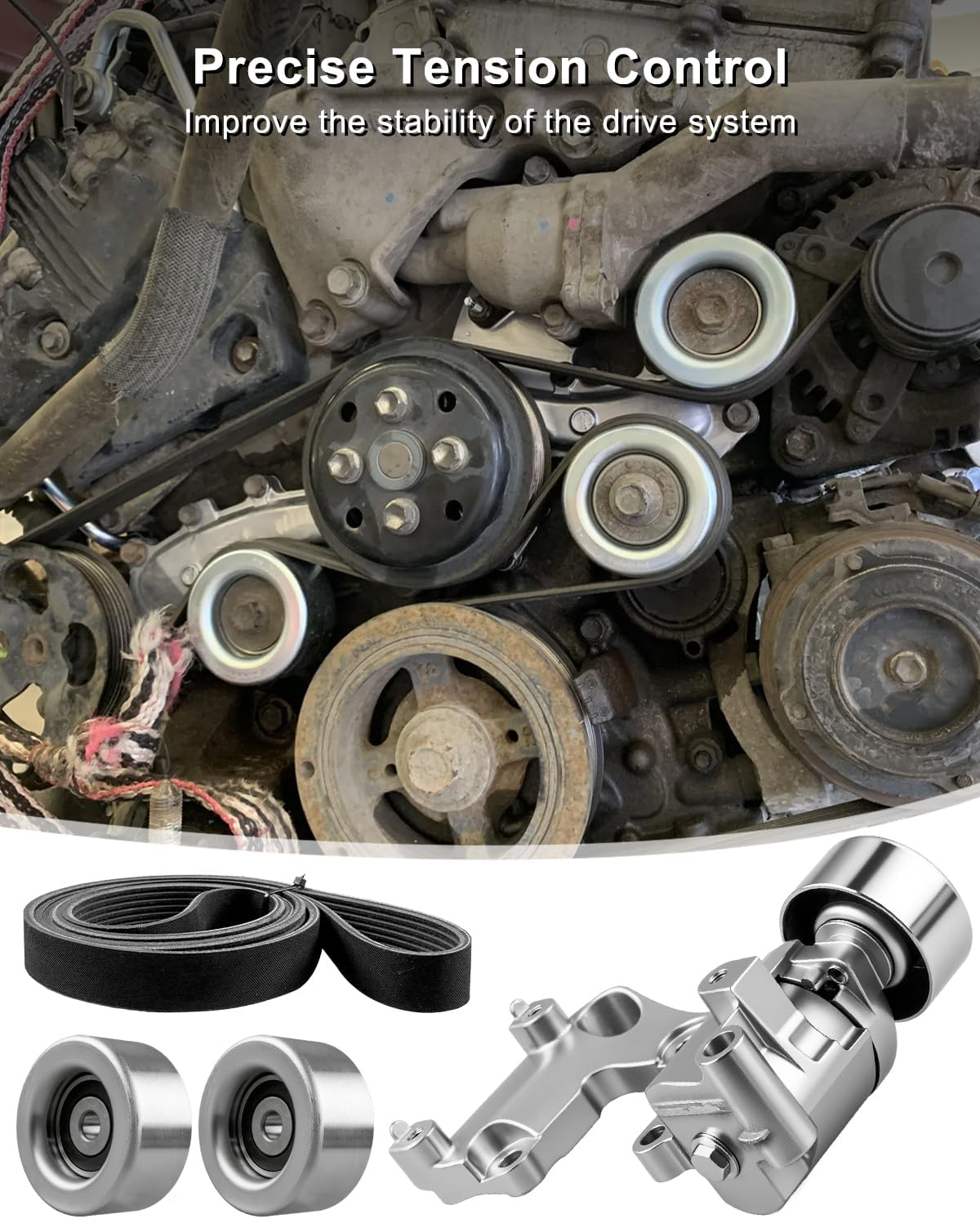 Drive Belt Tensioner Pulley Kit Replace 89374 1662031040 Fit for Toyota Camry 2007-2011 Sienna 2007-2010 Avalon 2005-2012 Lexus ES350 2007-2012 RX350 2007-2009, Engine Belt Tensioner Kit