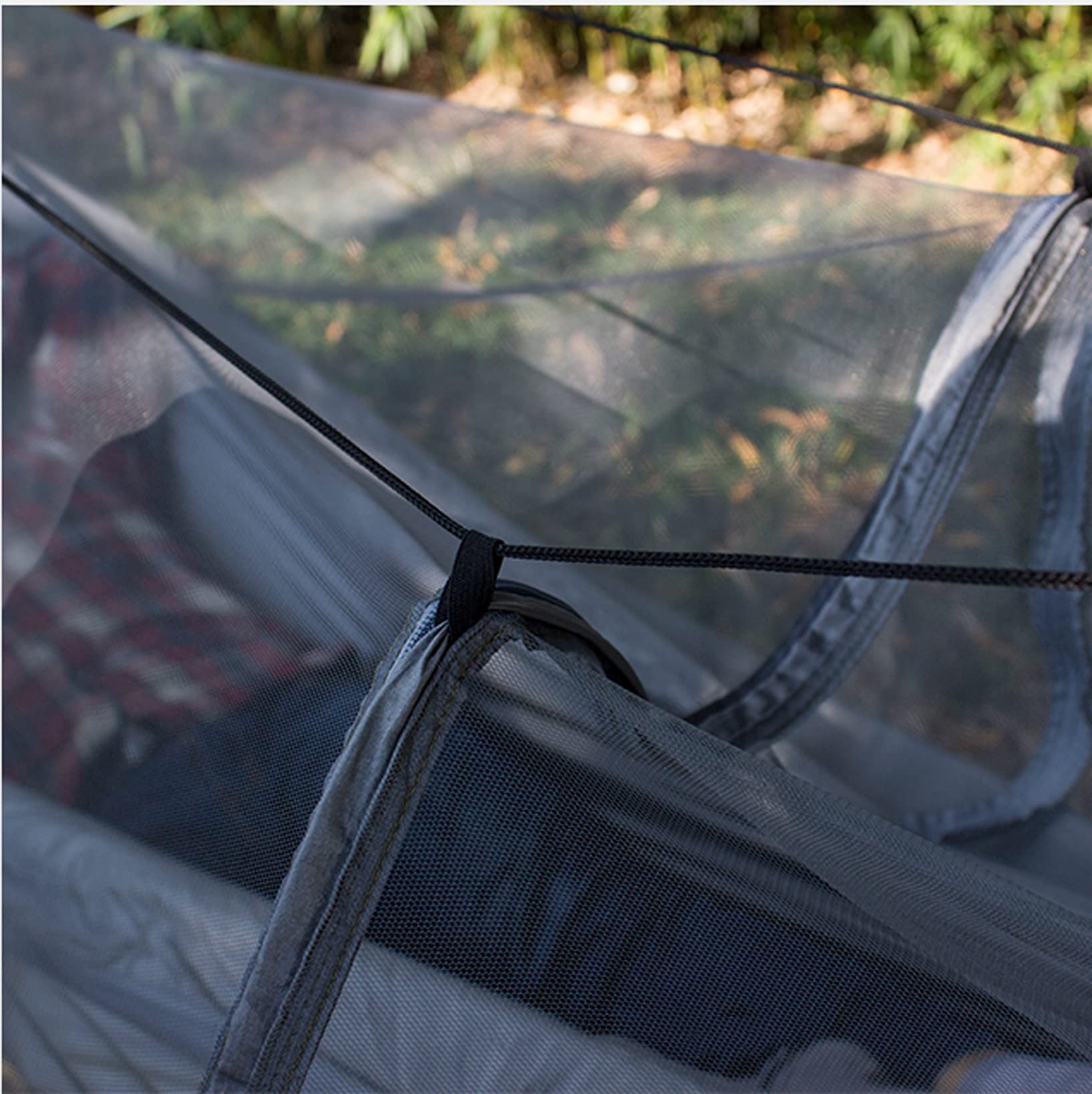 Hamaca para árbol de camping con cordón ligero de 650 g, hamaca para exteriores con mosquitero, hamaca portátil doble de fácil montaje para senderismo, camping, mochilero, viajes, patio trasero, pla